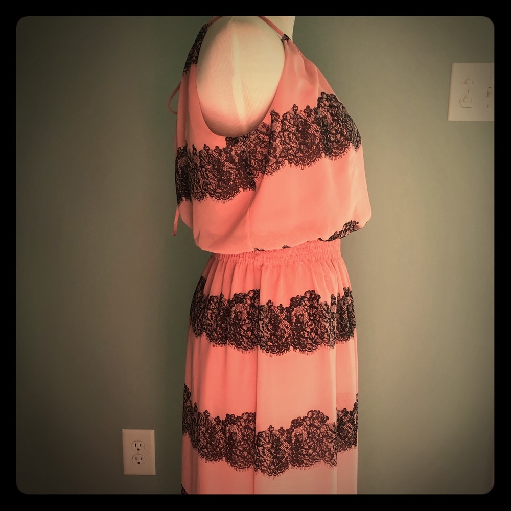 Pink and black maxi dress.